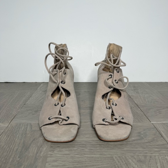 Vince Camuto Nahara Gray Tan Suede Heeled Sandal 8M - Picture 2 of 9